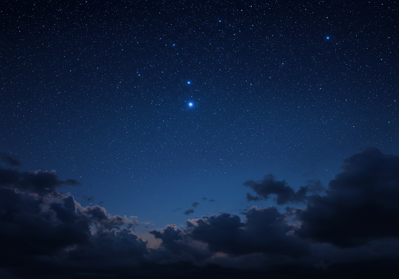 Starry Night Sky with Clouds