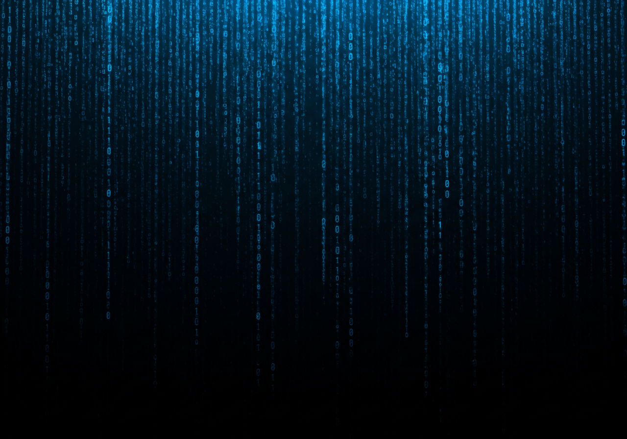 Digital Matrix Code Blue Background