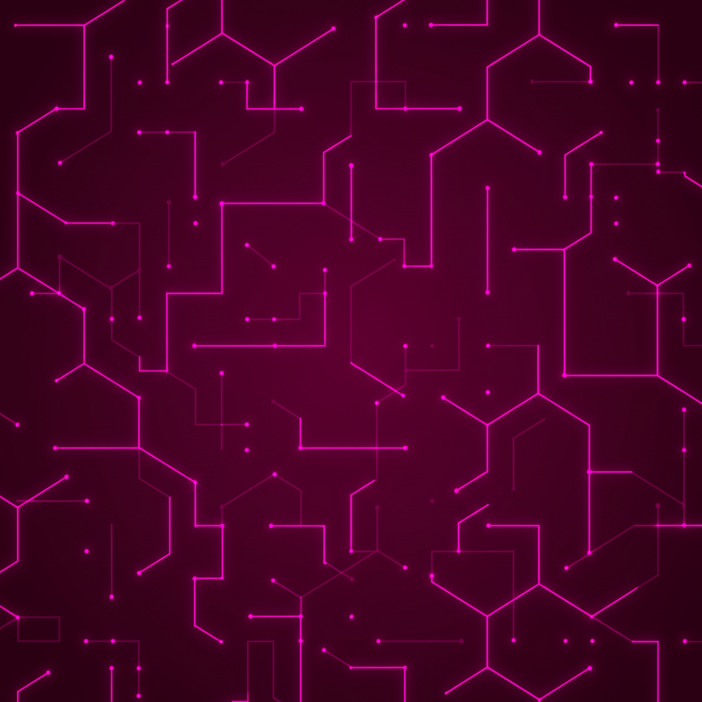 Neon Circuit Network Pattern on Dark Background