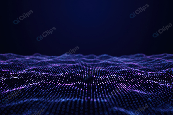 Digital Waves with Purple Light Grid on Dark Background