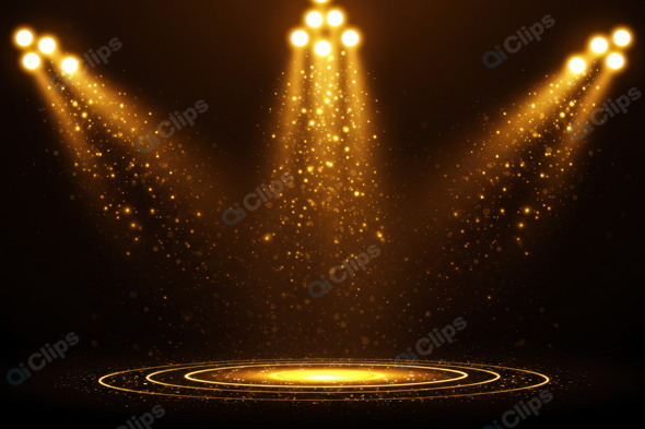 Golden Stage Spotlight with Glittering Dust Particles