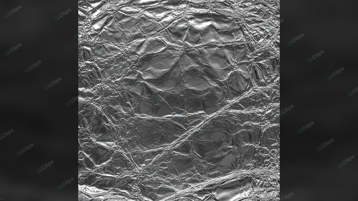 Crumpled Metallic Silver Foil Texture Background