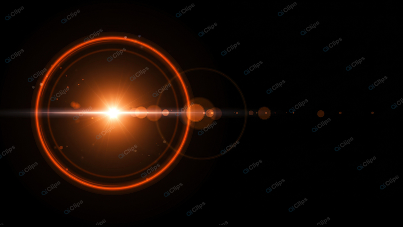 Bright Orange Lens Flare on Black Background