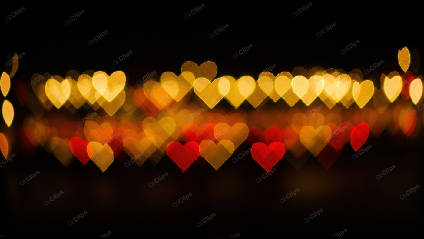 Heart-Shaped Bokeh Lights in Warm Tones