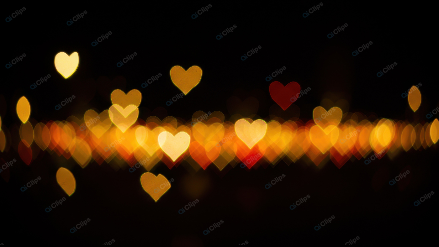 Heart-Shaped Bokeh Lights on Black Background