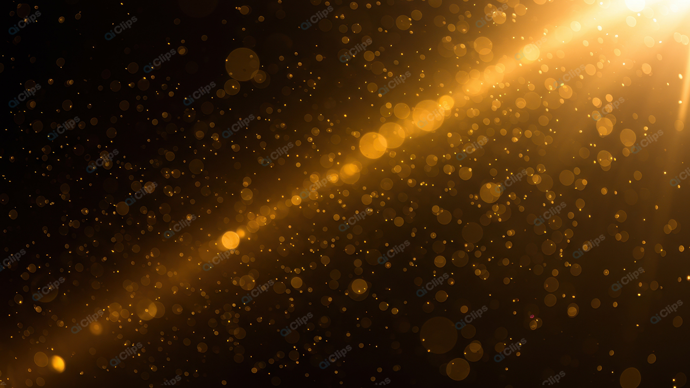 Golden Light Particles on Dark Background