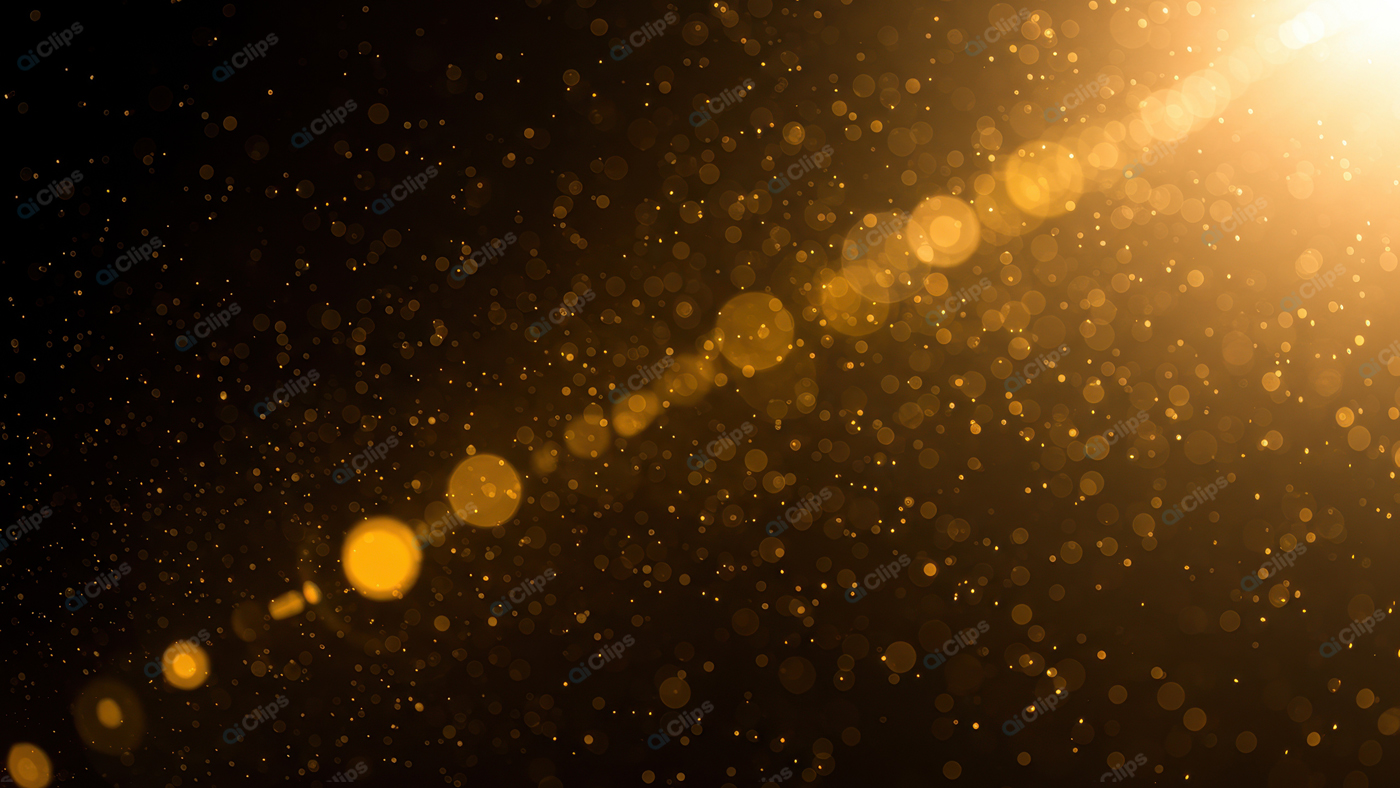 Golden Dust Particles in Sunlight Beam
