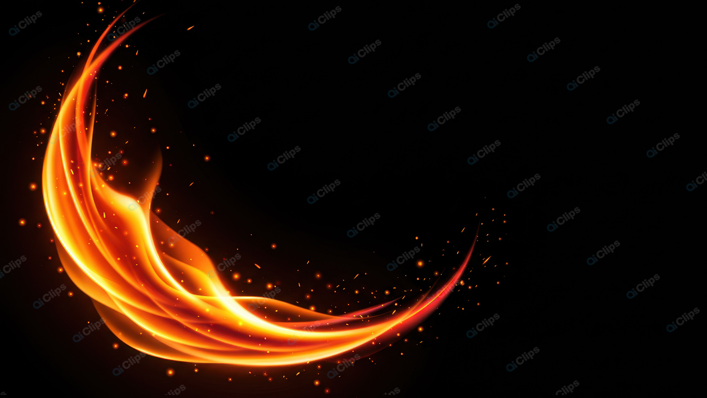 Glowing Flame Wave on Black Background