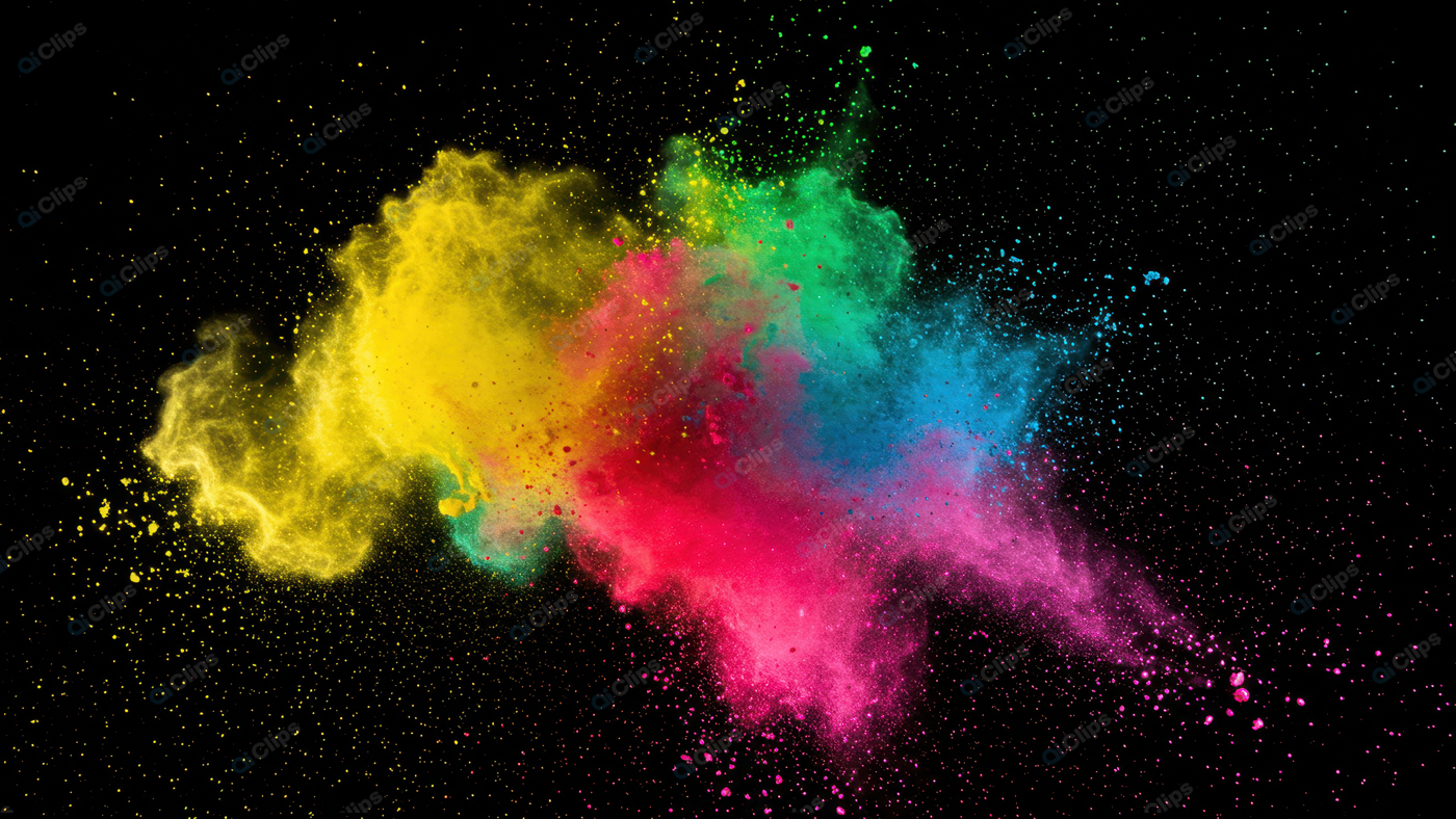 Colorful Powder Explosion on Black Background