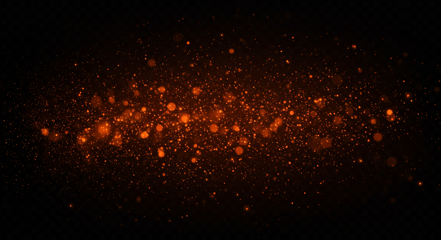 Glowing Orange Light Particles on Dark Background