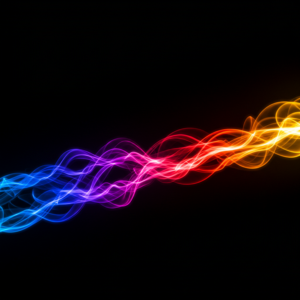 Colorful Neon Light Trails on Black Background