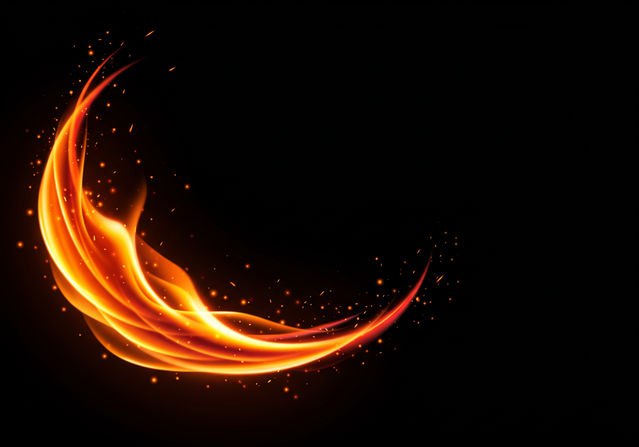 Glowing Flame Wave on Black Background