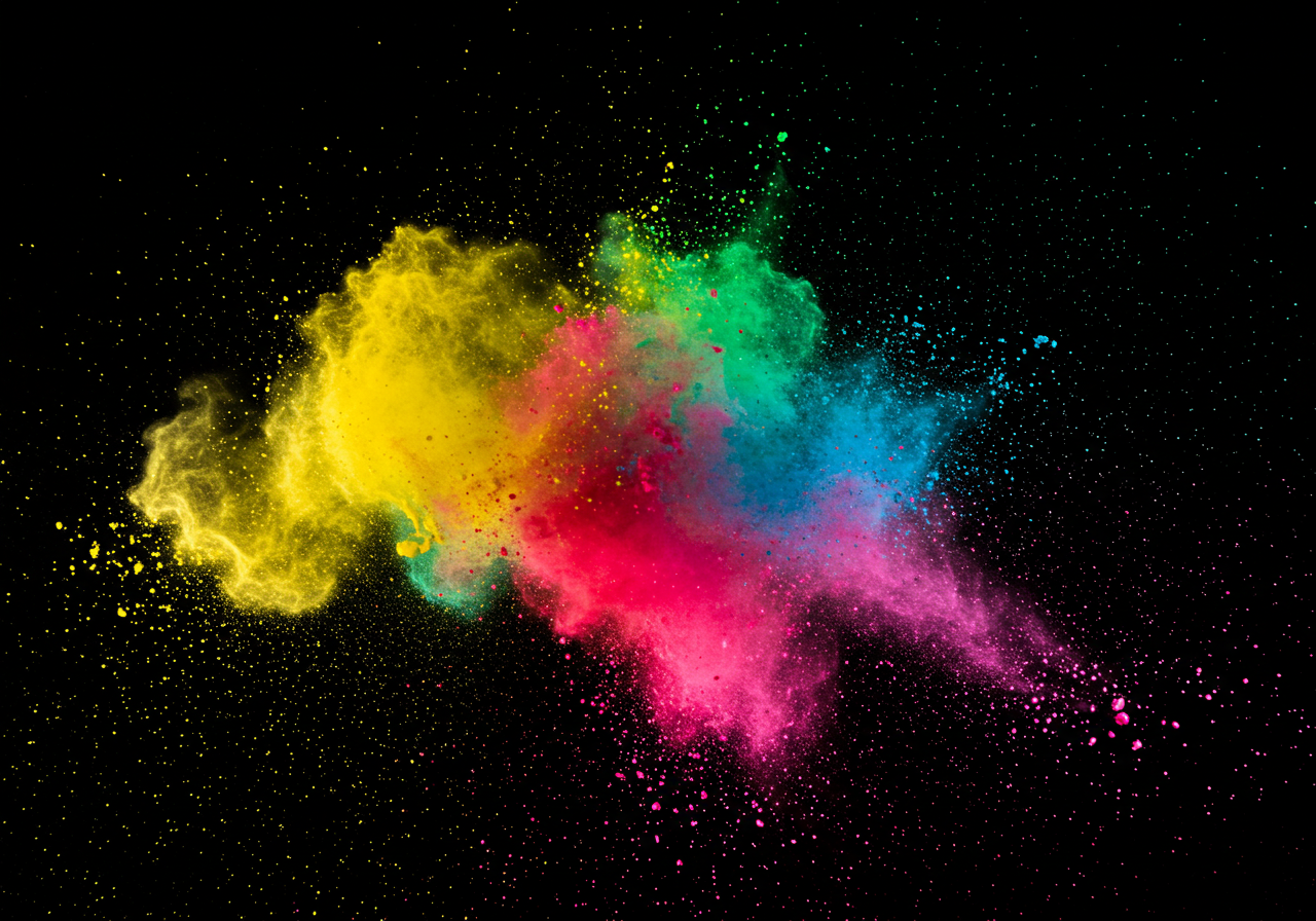 Colorful Powder Explosion on Black Background