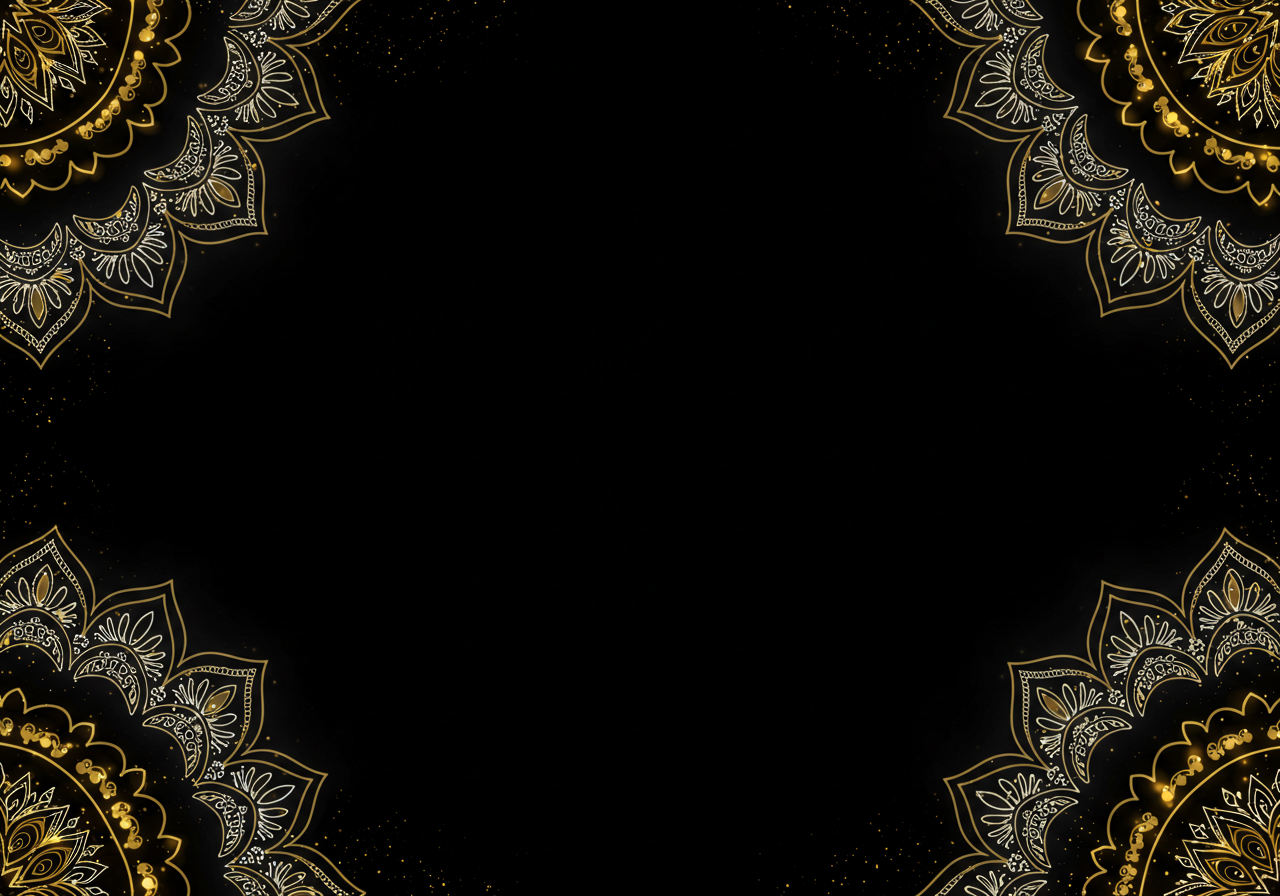 Golden Mandala Design on Black Background