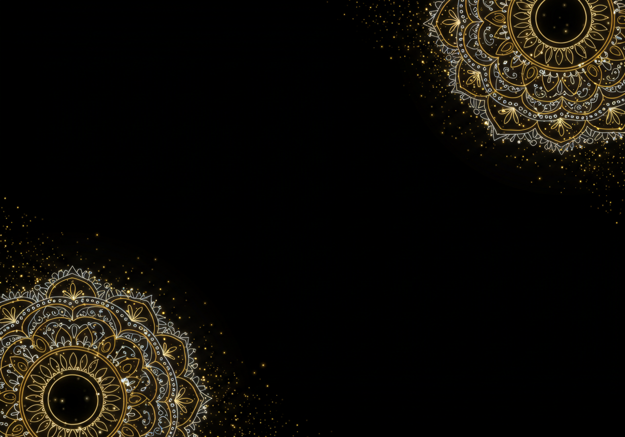 Golden Mandala Pattern on Black Background