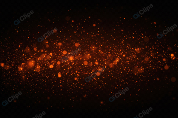 Glowing Orange Light Particles on Dark Background