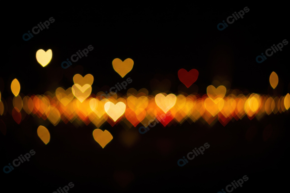 Heart-Shaped Bokeh Lights on Black Background