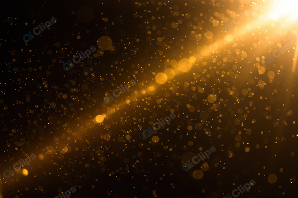 Golden Light Particles on Dark Background