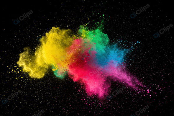 Colorful Powder Explosion on Black Background