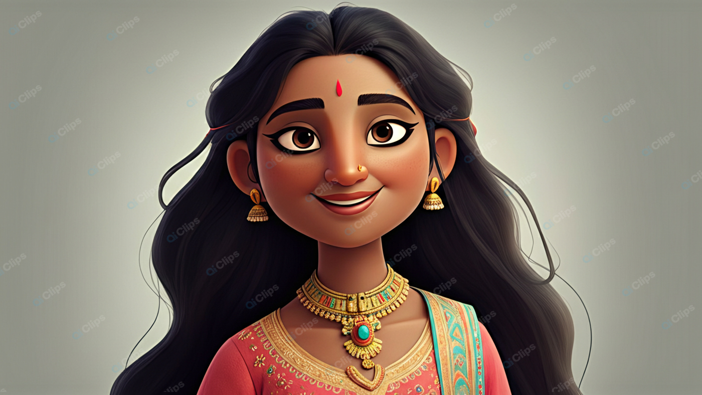 Traditional Animated Character in Attractive Attire
