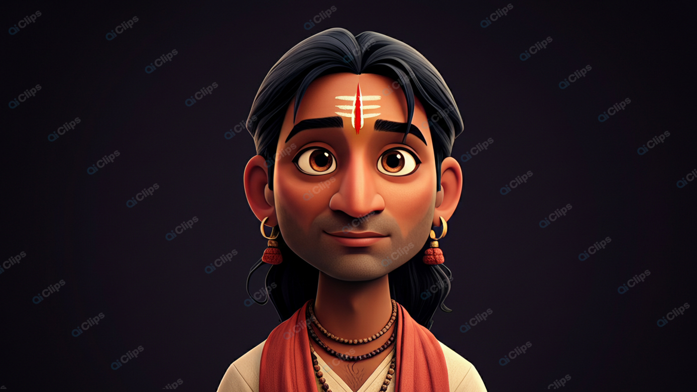 Animated Character Portrait with Traditional Markings