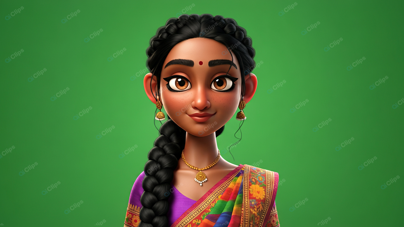 Traditional Animated Character in Colorful Attire