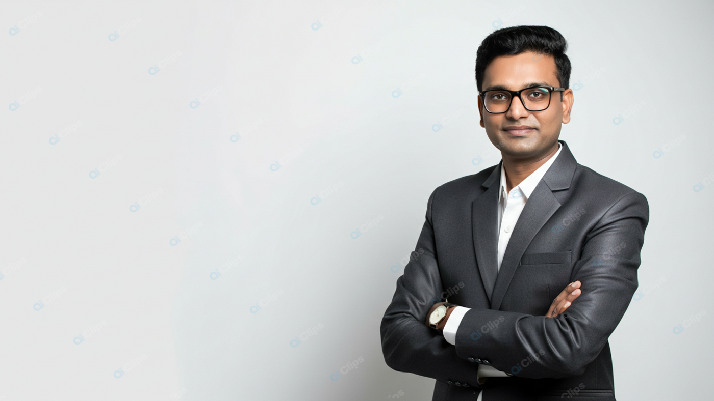 Professional Businessman with Glasses in a Suit and Tie