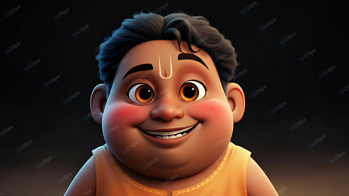 Cartoon Character Smiling with Joyful Expression