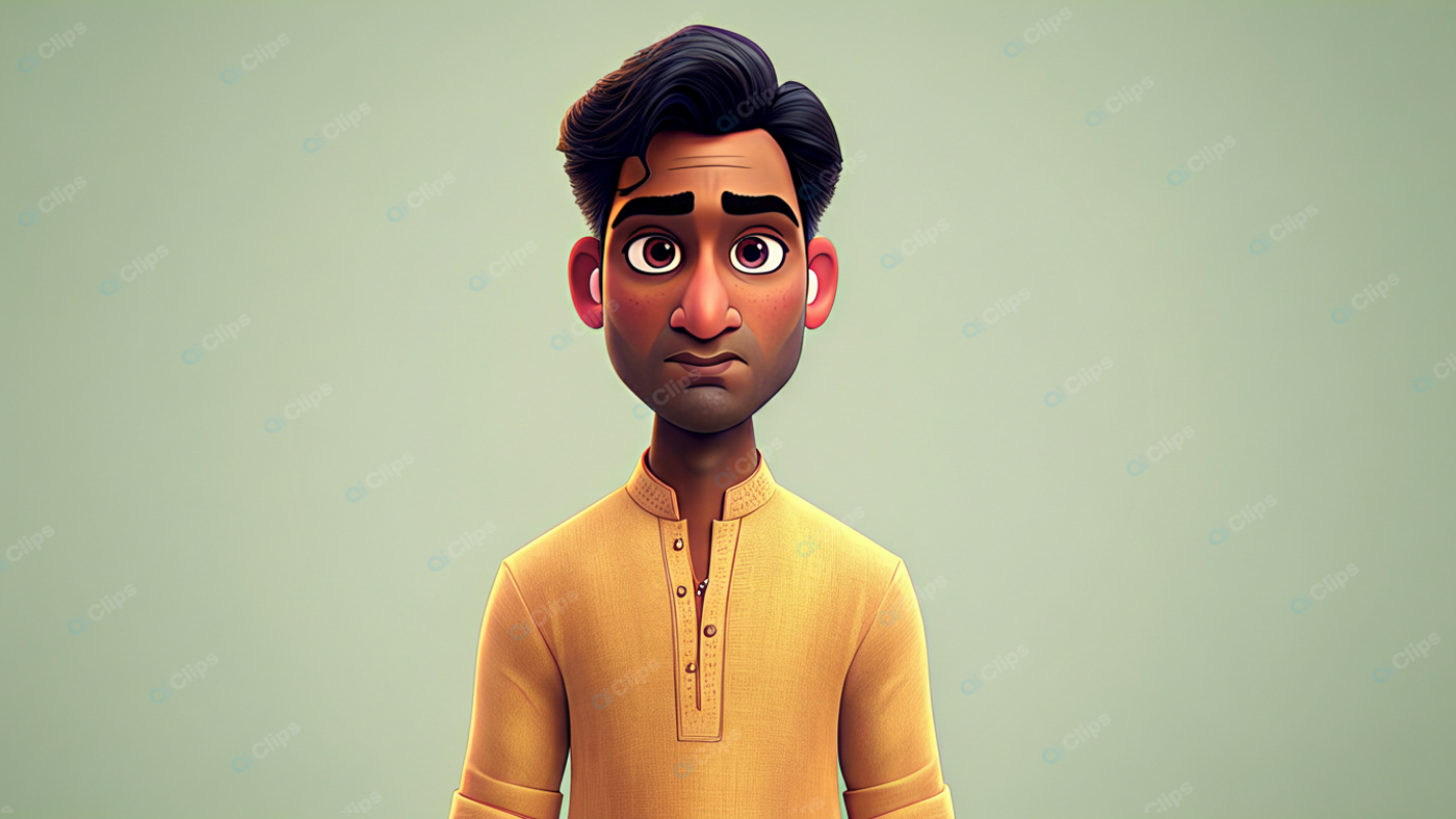 Animated Character Portrait in Traditional Attire