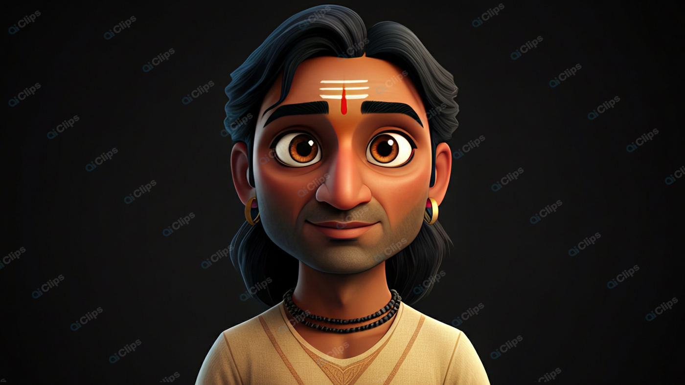 Indian Cartoon Character with Traditional Markings