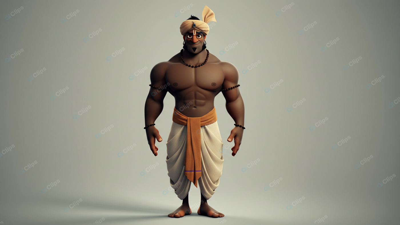 Animated Character in Traditional Attire with Turban