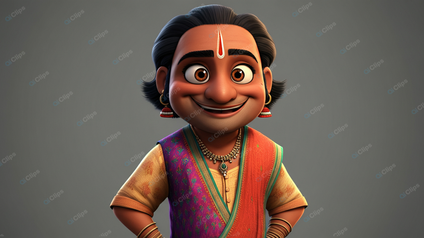 Animated Character in Traditional Indian Attire