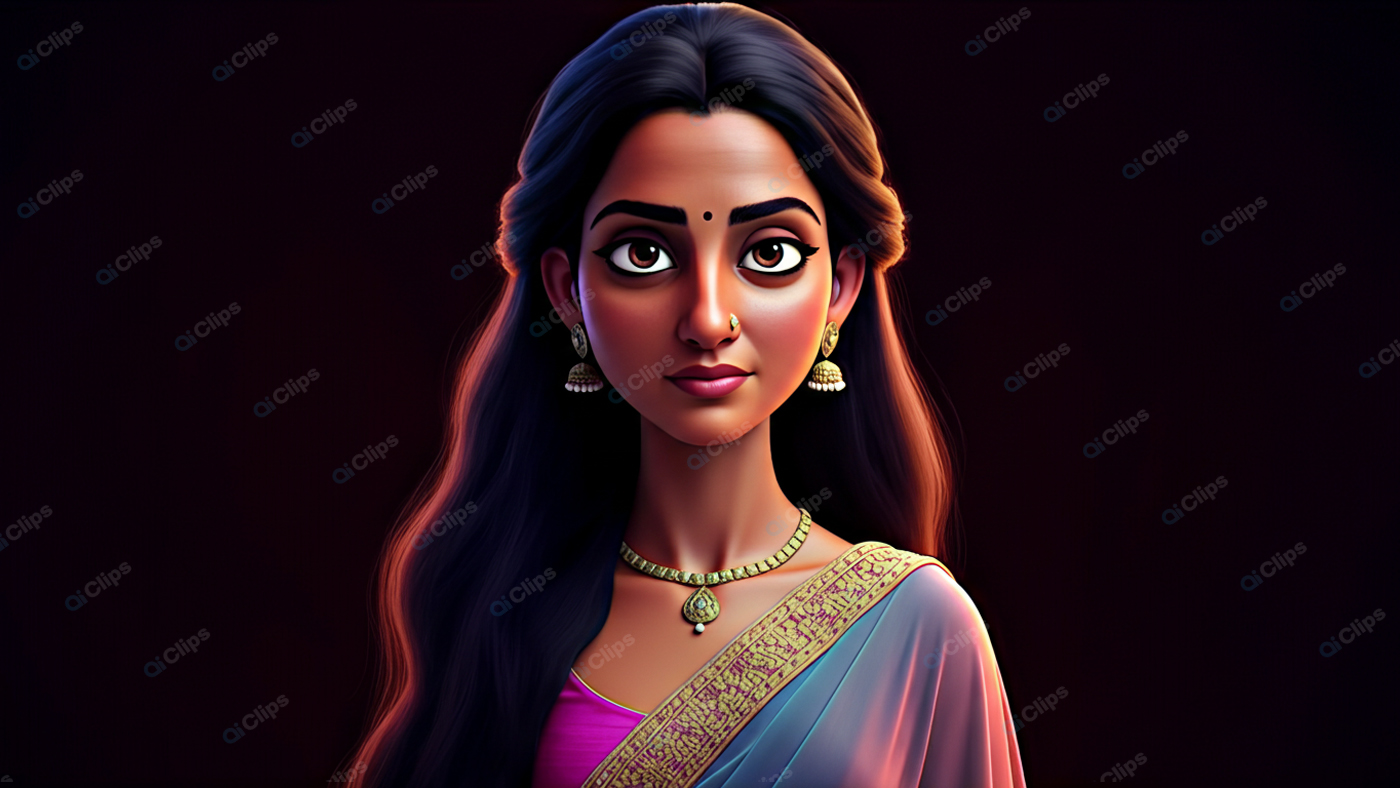 Elegant Woman in Traditional Saree with Jewelry