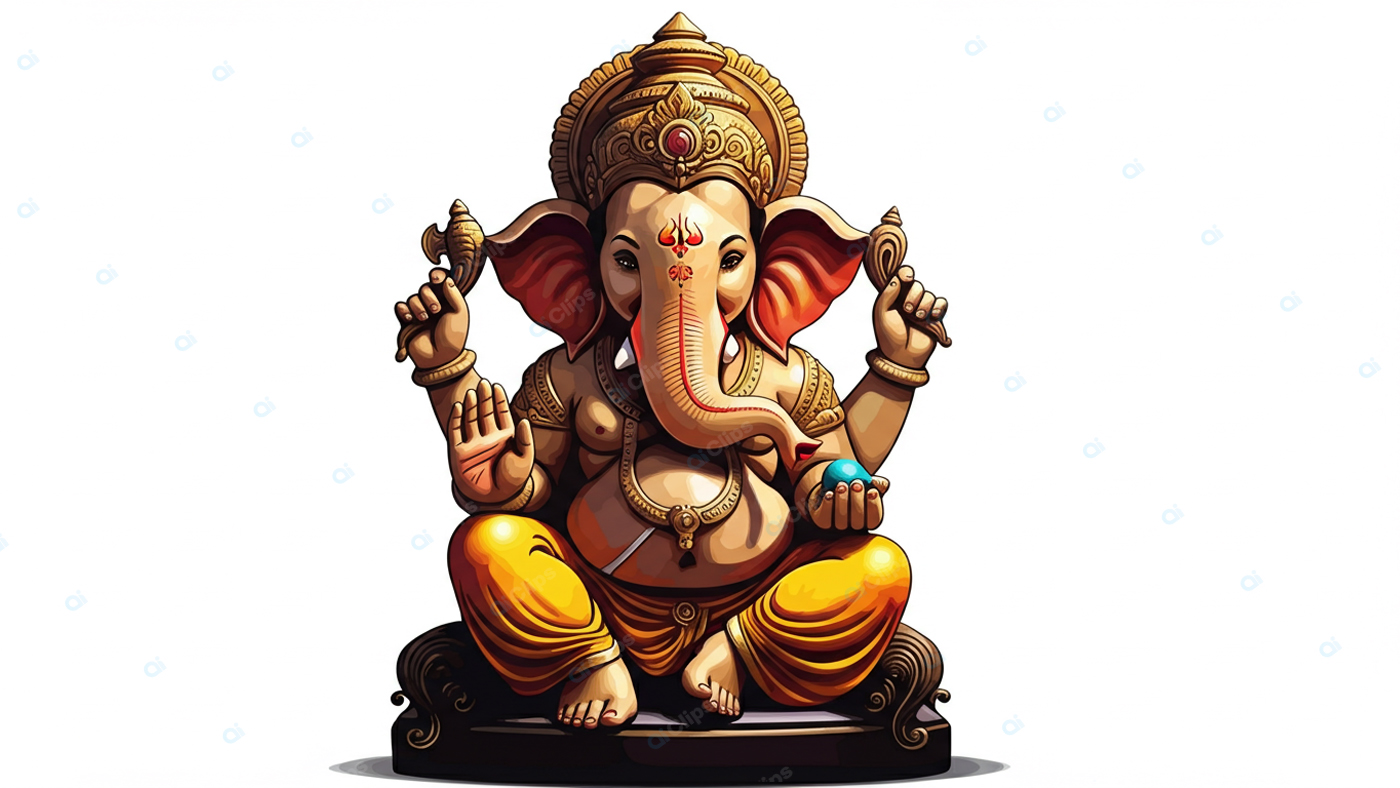 Lord Ganesha Illustration in Traditional Attire