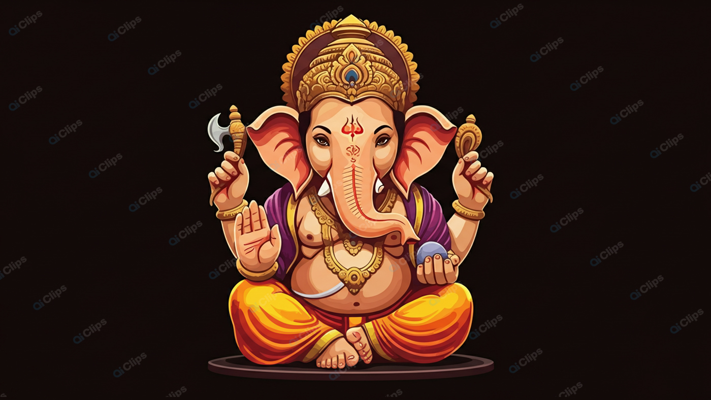 Lord Ganesha Illustration with Vibrant Colors