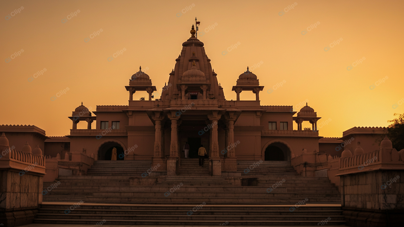 Temple at Sunset with Majestic Architecture