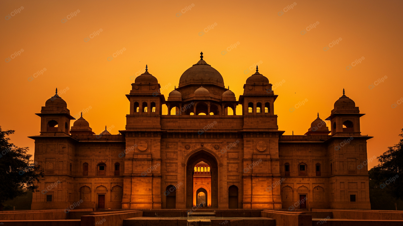 Historical Mughal Architecture at Sunset