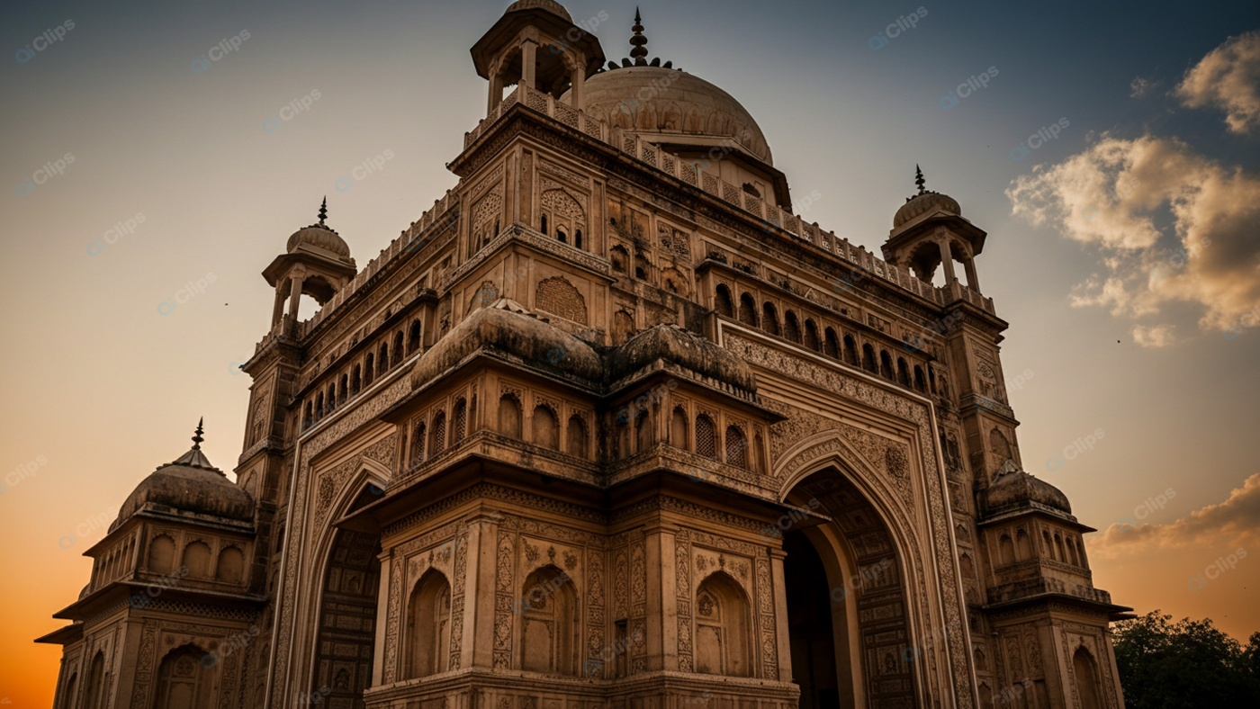 Mughal Architecture at Sunset - AIClips.net