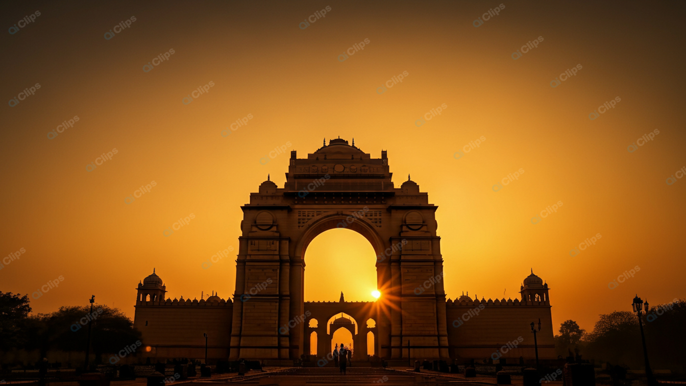 India Gate at Sunrise Silhouette