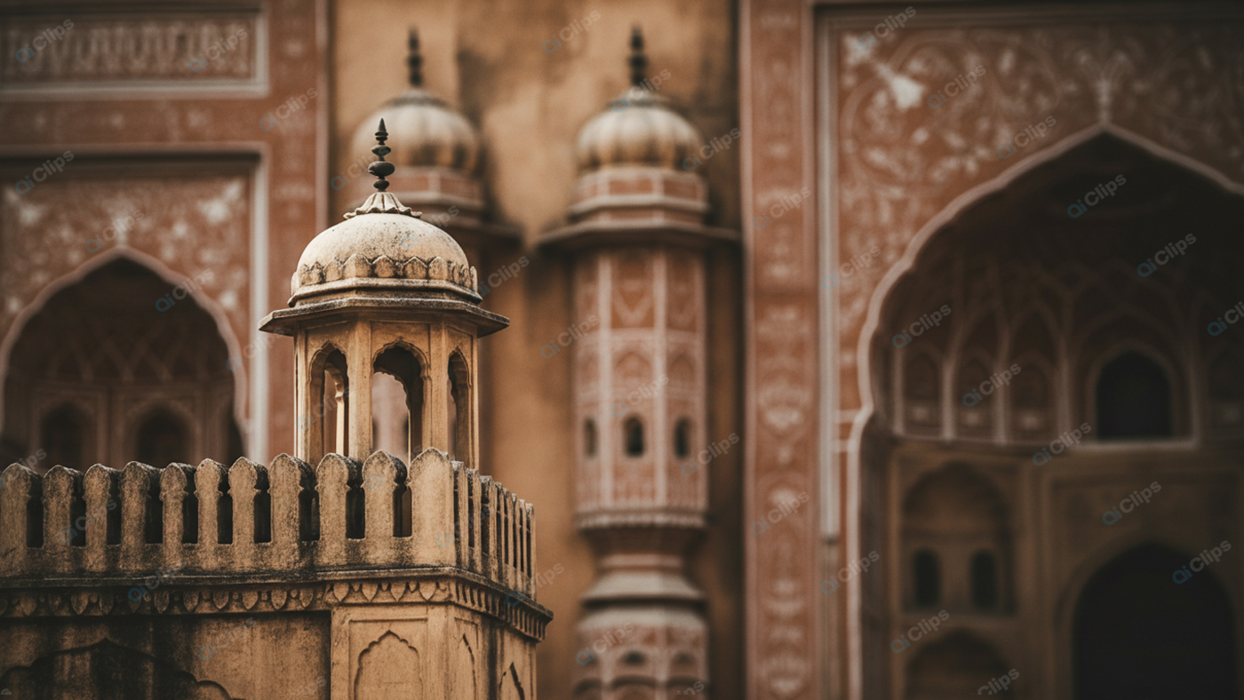Historic Indian Architecture with Ornate Domes and Arches
