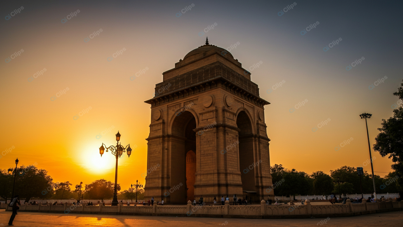 Sunset View of India Gate Monument in New Delhi