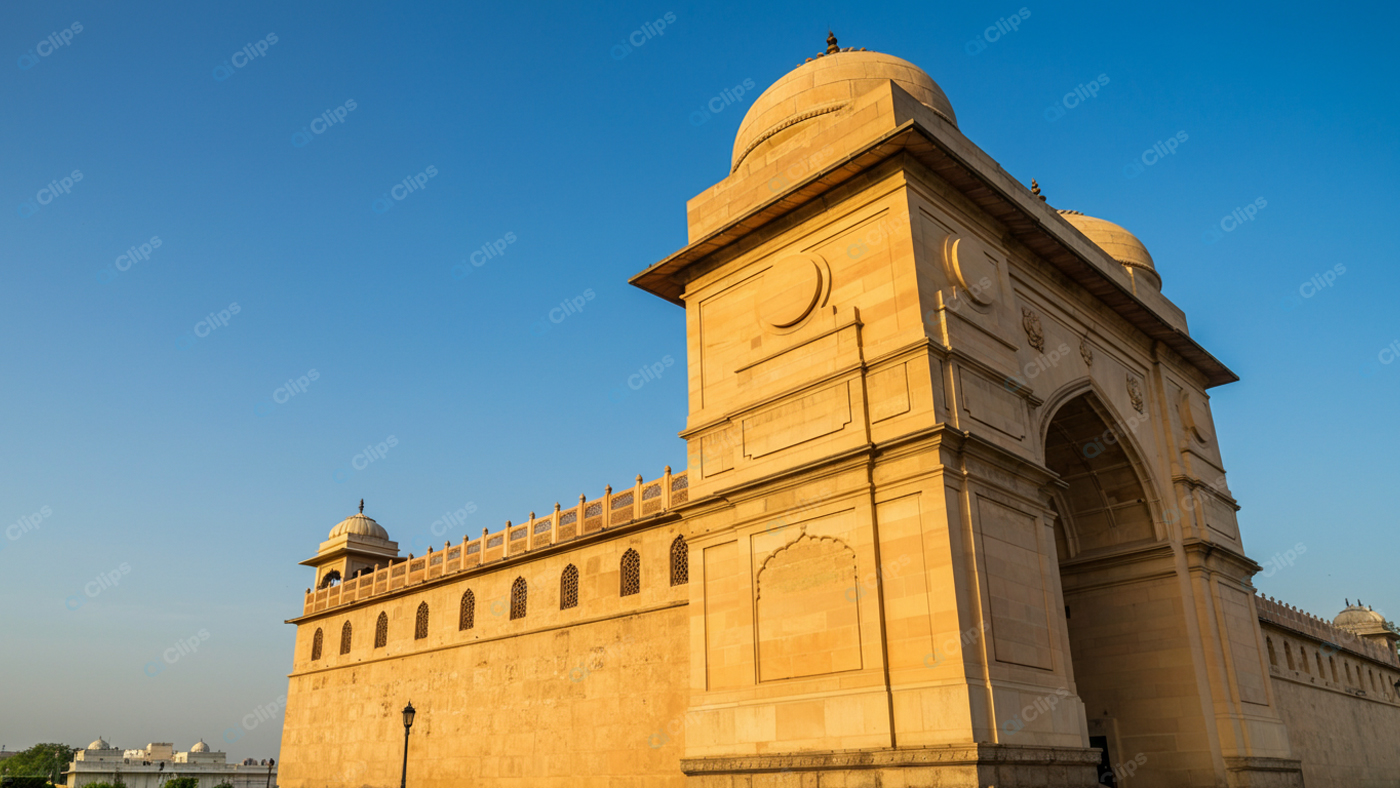 Historic Indian Monument Under Clear Blue Sky