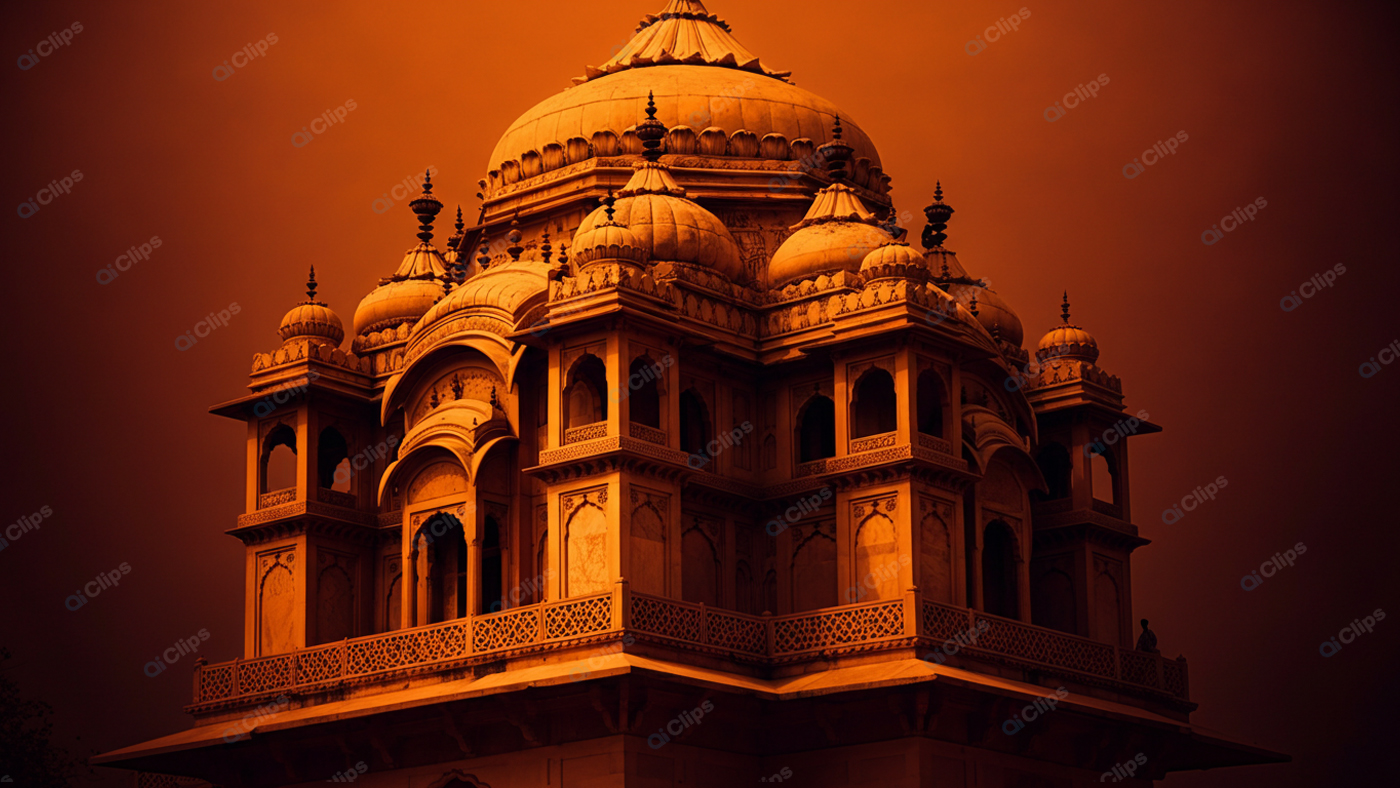 Majestic Indian Palace Against Sunset Sky