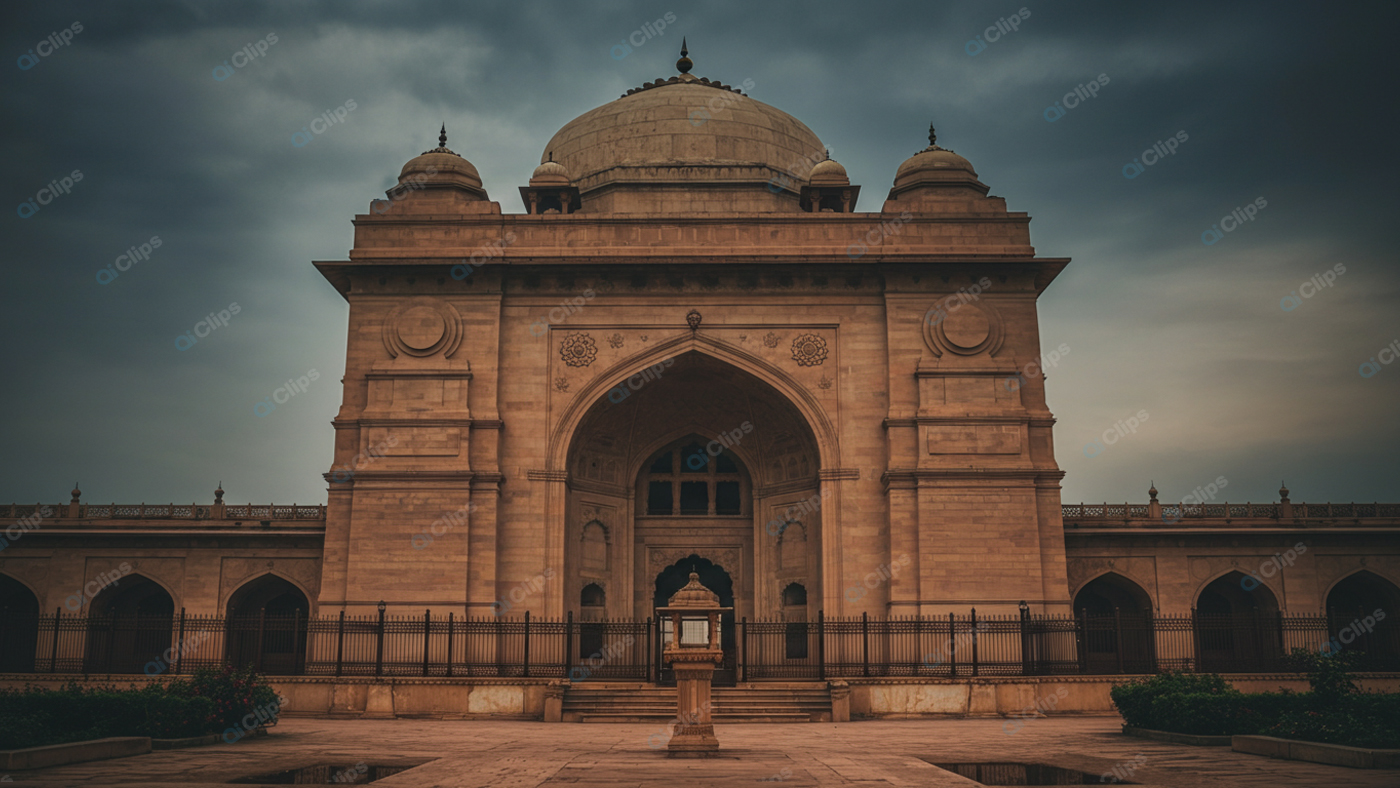 Historic Monument at Dusk with Dramatic Sky