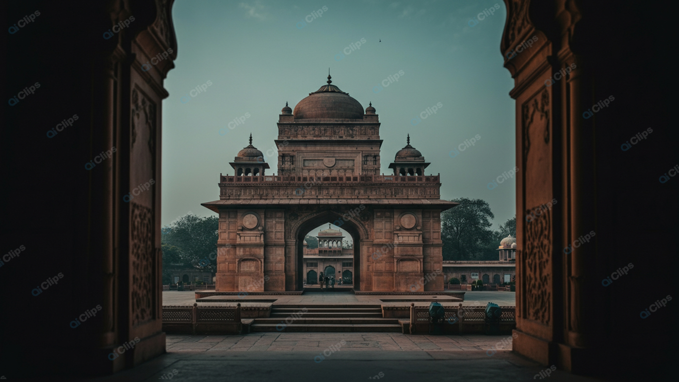 Historic Indian Red Fort Through Archway