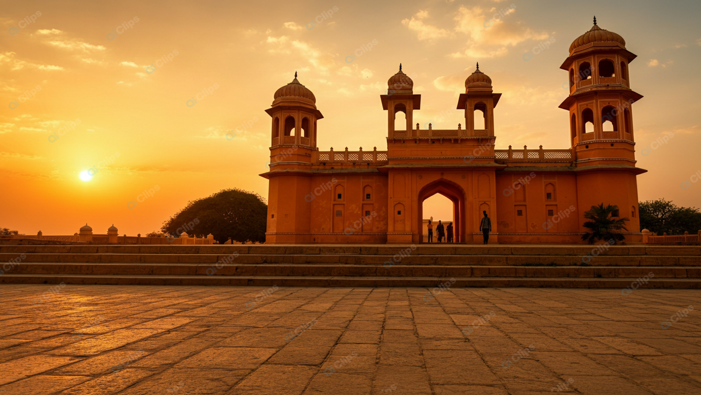 Sunset Over Historical Indian Architecture