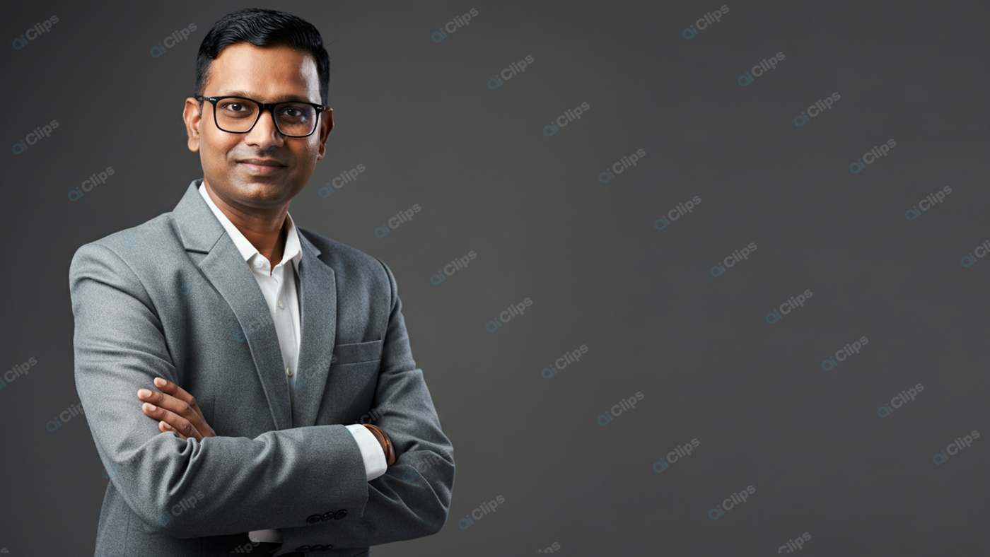 Professional Confident Businessman in Grey Suit Portrait