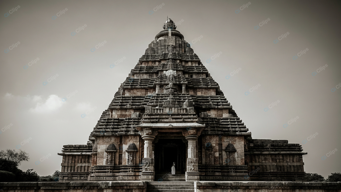 Ancient Stone Temple Against Overcast Sky