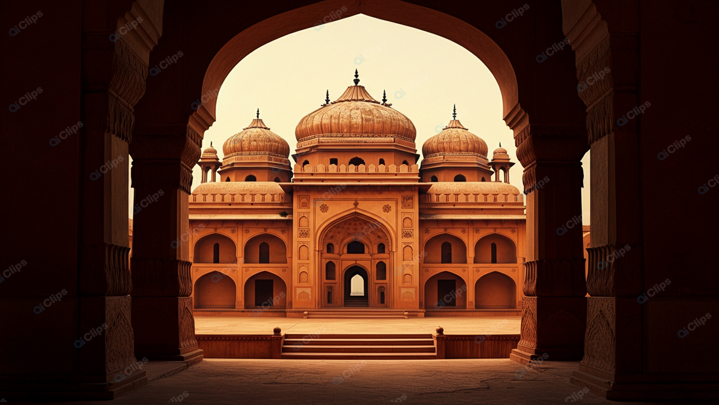 Historic Indian Palace Architecture Framed by Archway