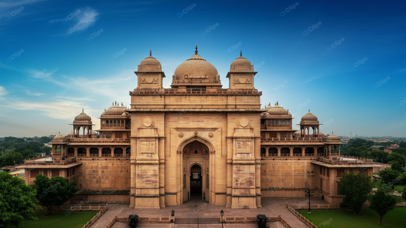 Majestic Indian Palace with Clear Blue Sky